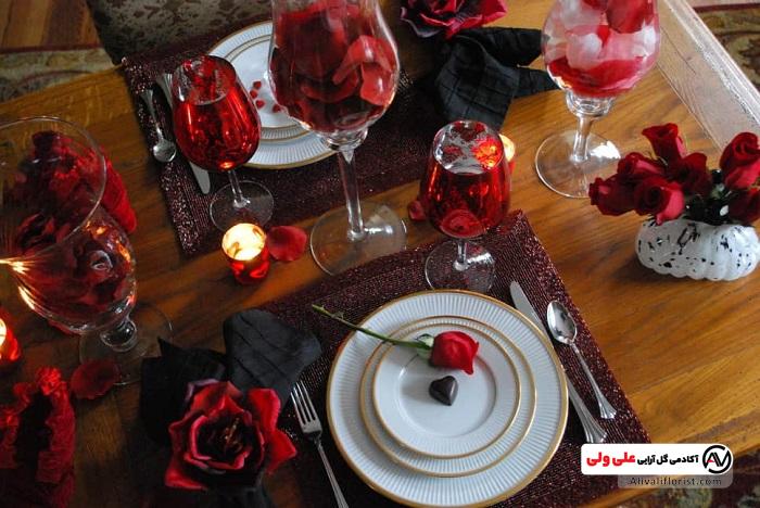 میز عذای عاشقانه در روز عشق