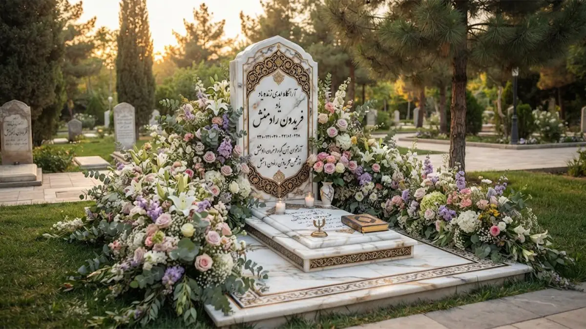 گل آرایی سنگ قبر
